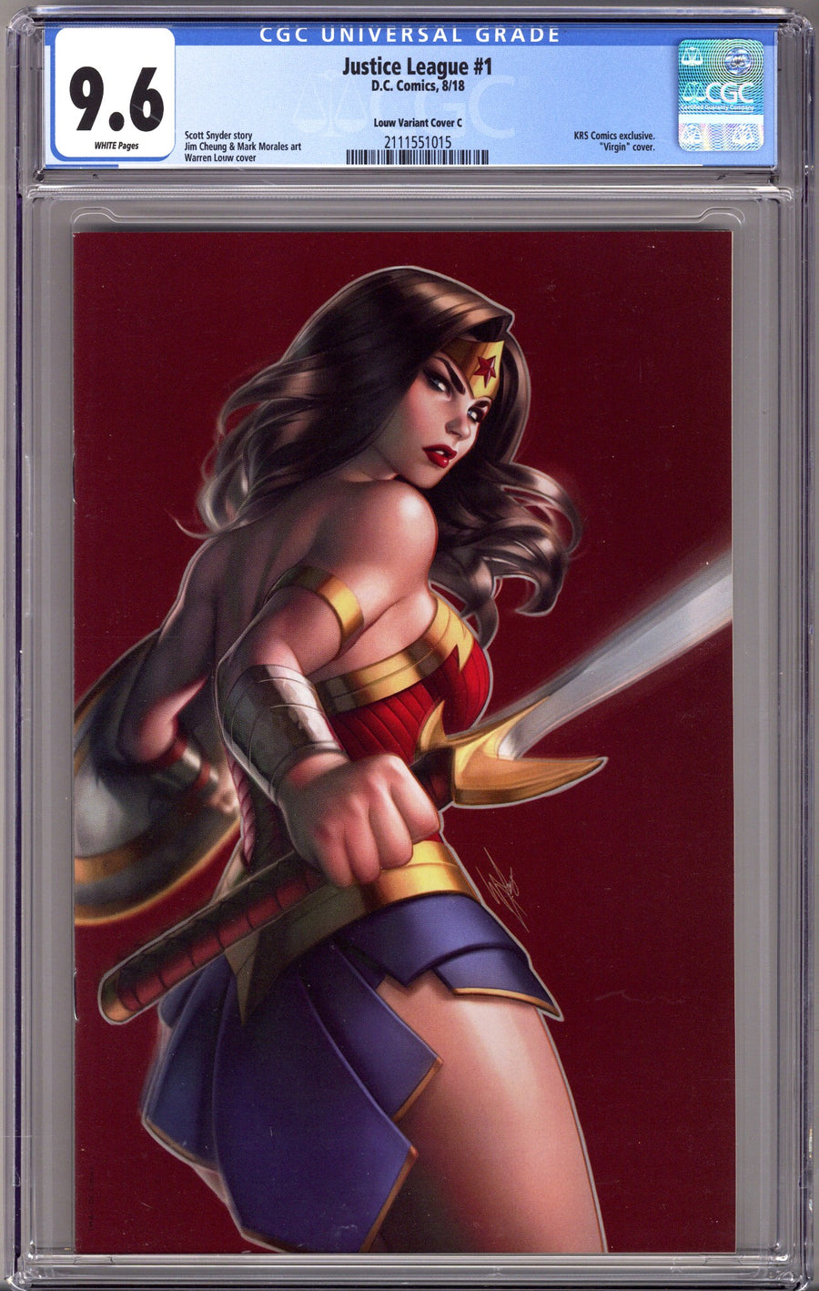 Justice League Vol 3 1 CGC 9.6 (NM+) (2018) Louw Virgin Exclusive Variant 