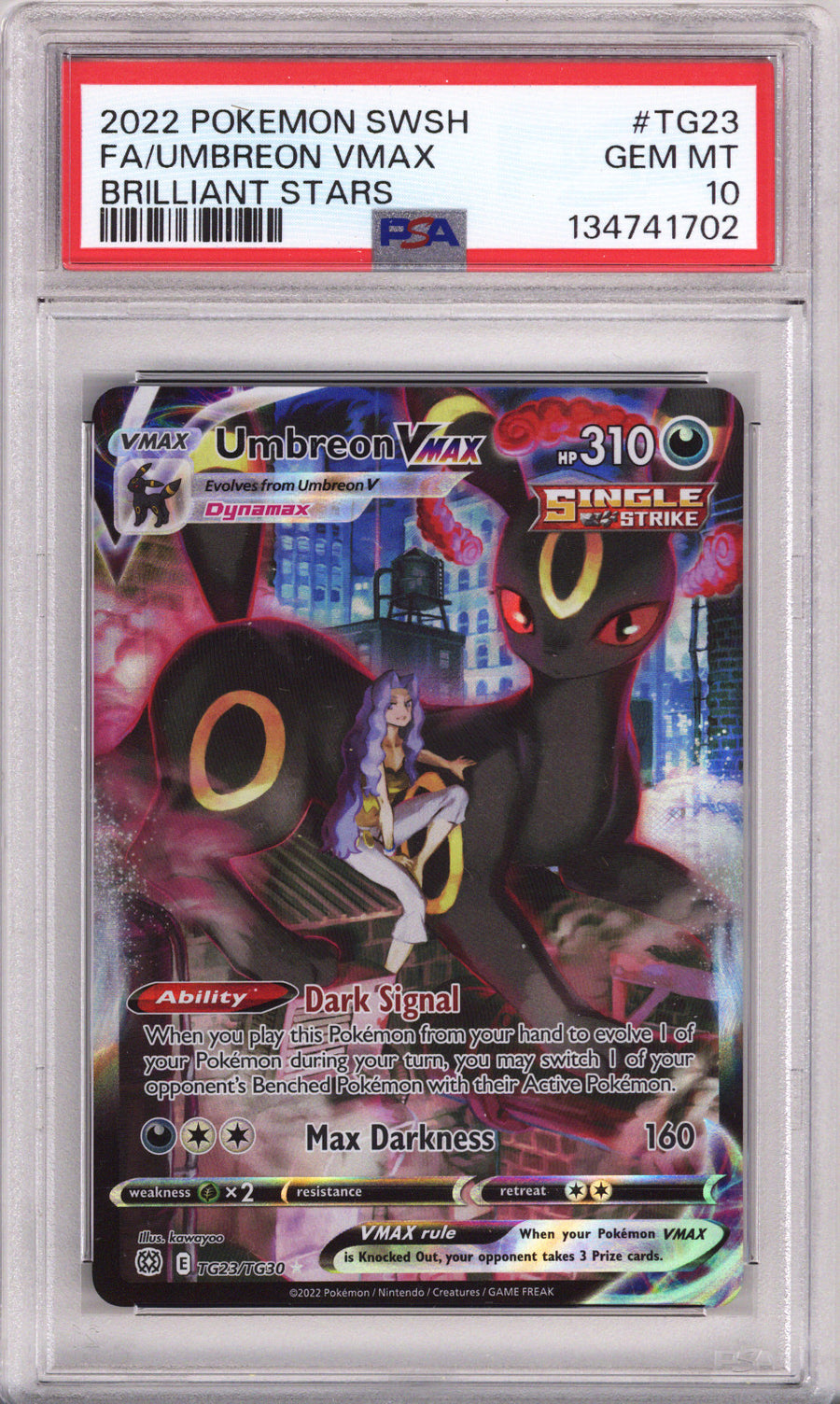 Pokemon Sword & Shield Brilliant Stars Full Art/Umbreon Vmax PSA Gem Mint 10 (2022)