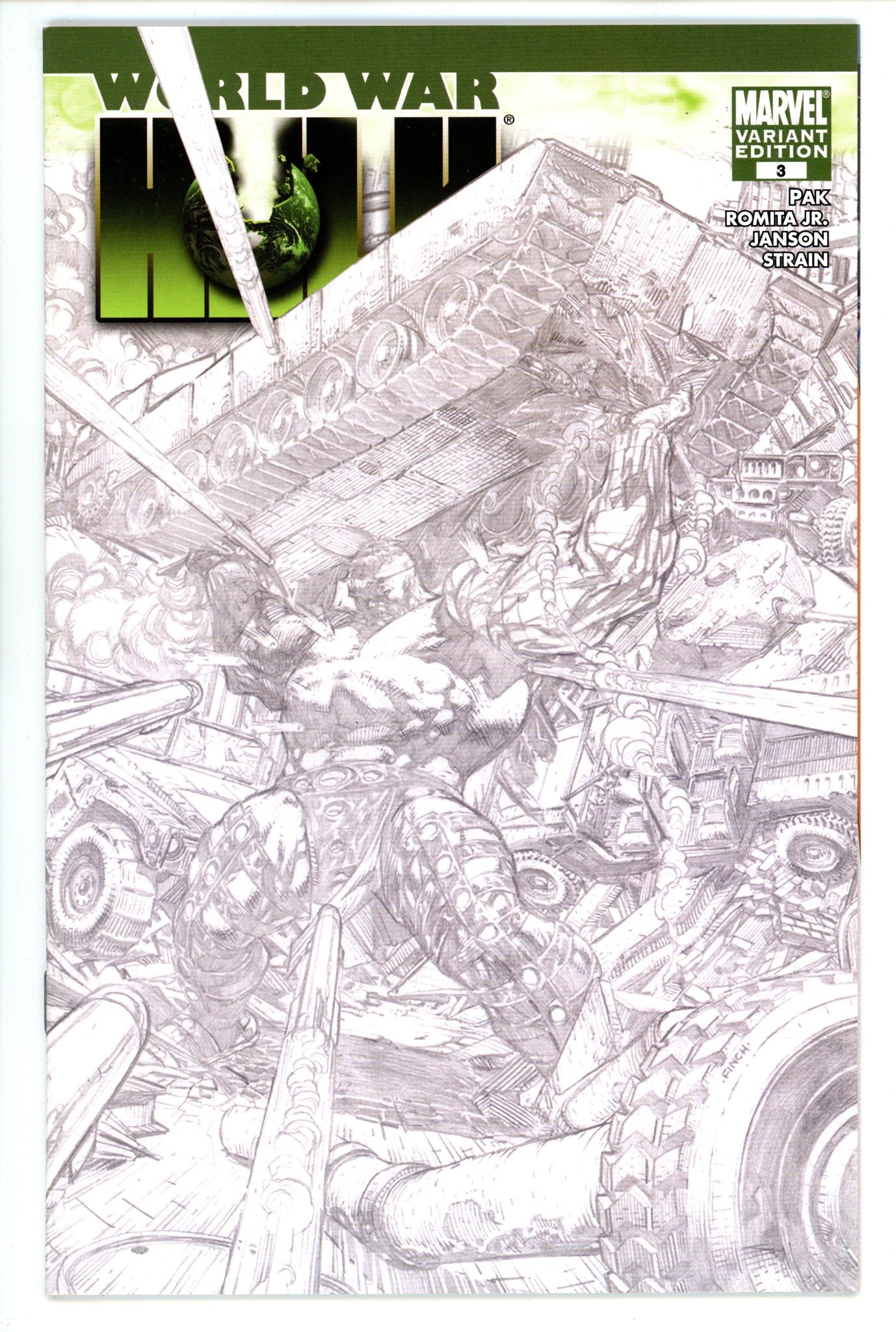 World War Hulk 3 VF (8.0) (2007) Finch Sketch Variant 