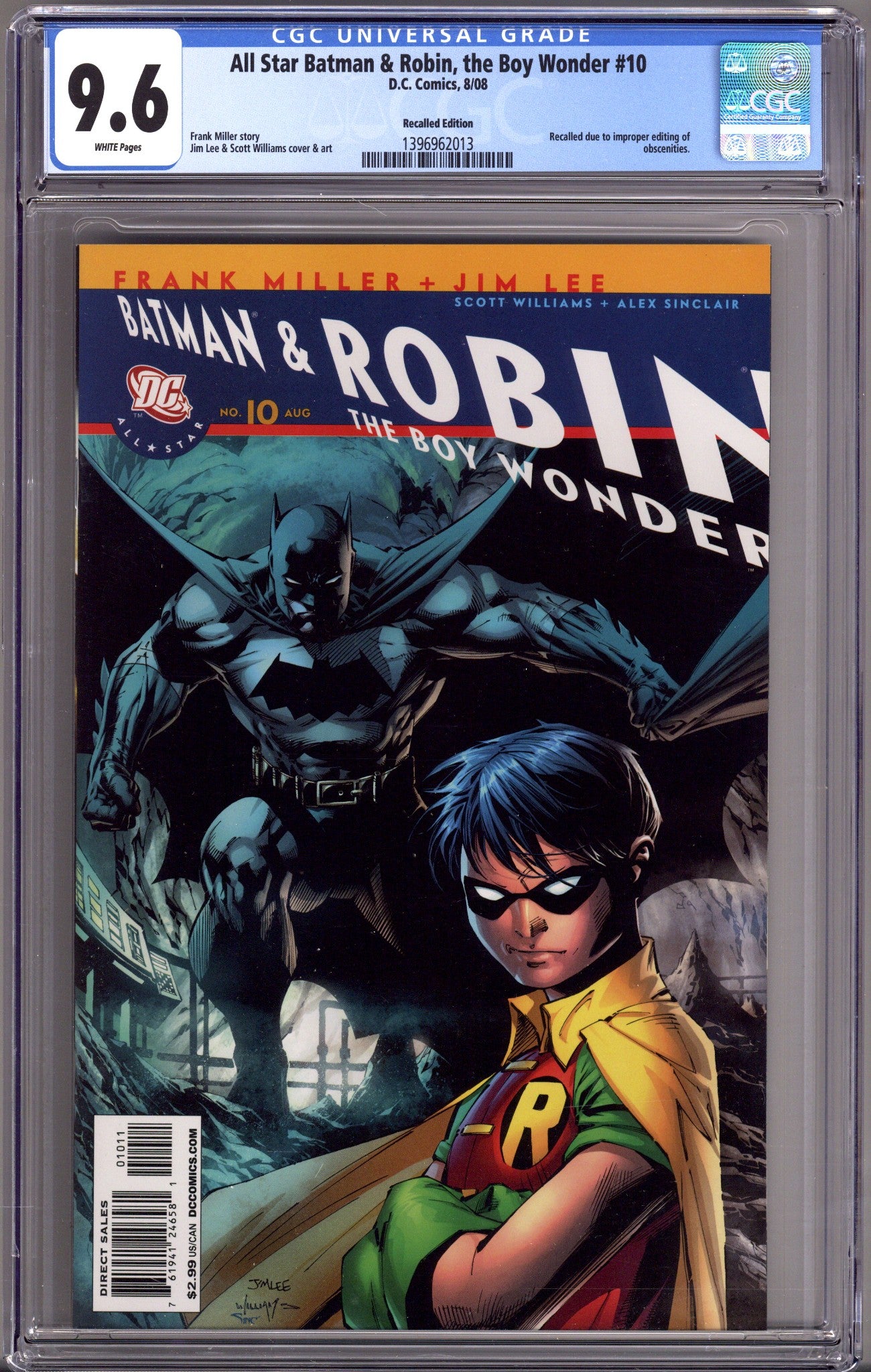 All Star Batman & Robin, the Boy Wonder 10 CGC 9.6 (NM+) Recalled (2008) 