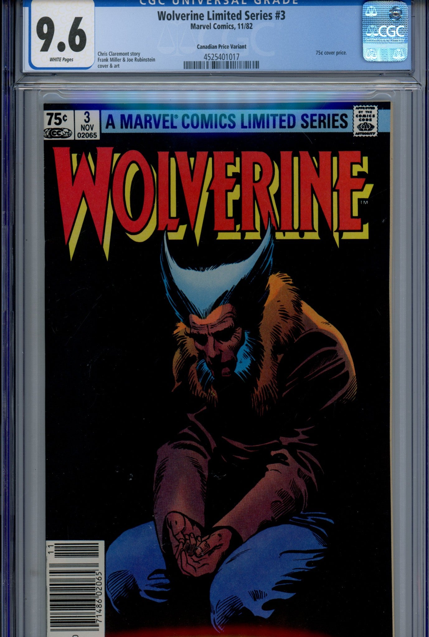 Wolverine Vol 1 3 CGC 9.6 (NM+) (1982) Canadian Price Variant 