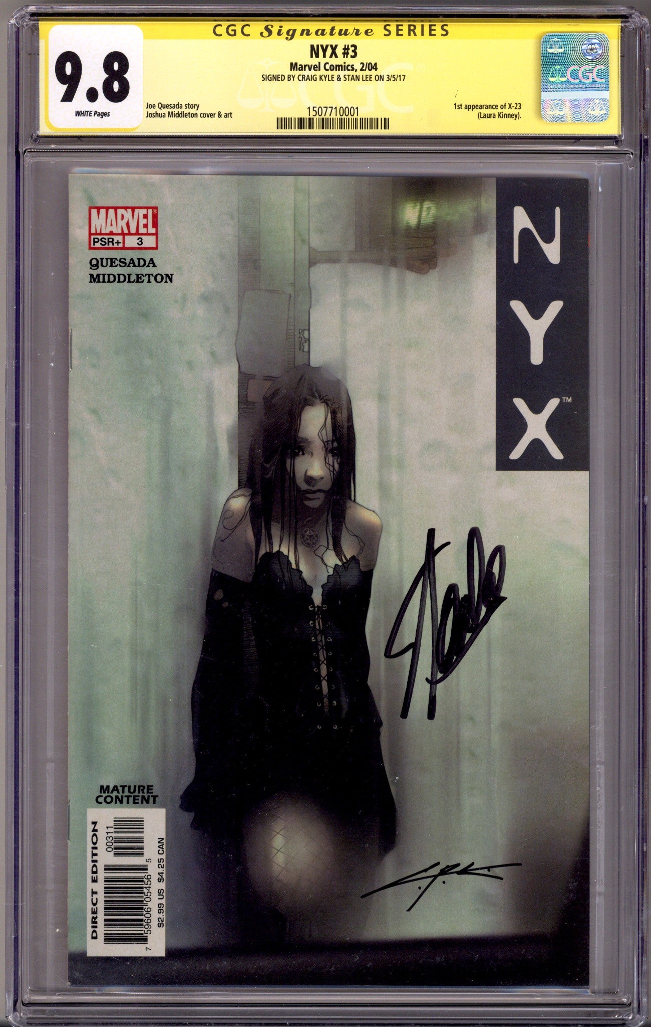 NYX Vol 1 3 CGC 9.8 (NM/M) (2004) Signed x2 Cover Stan Lee & Craig Kyle 