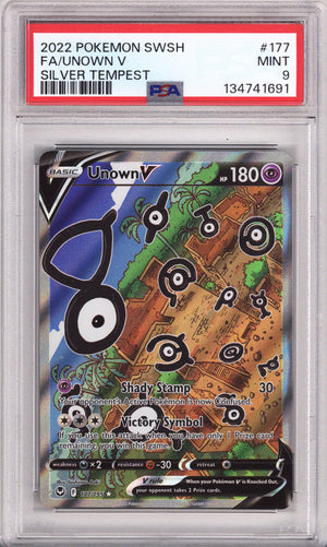 Pokemon Sword & Shield Silver Tempest Full Art/Unown V PSA Mint 9 (2022)