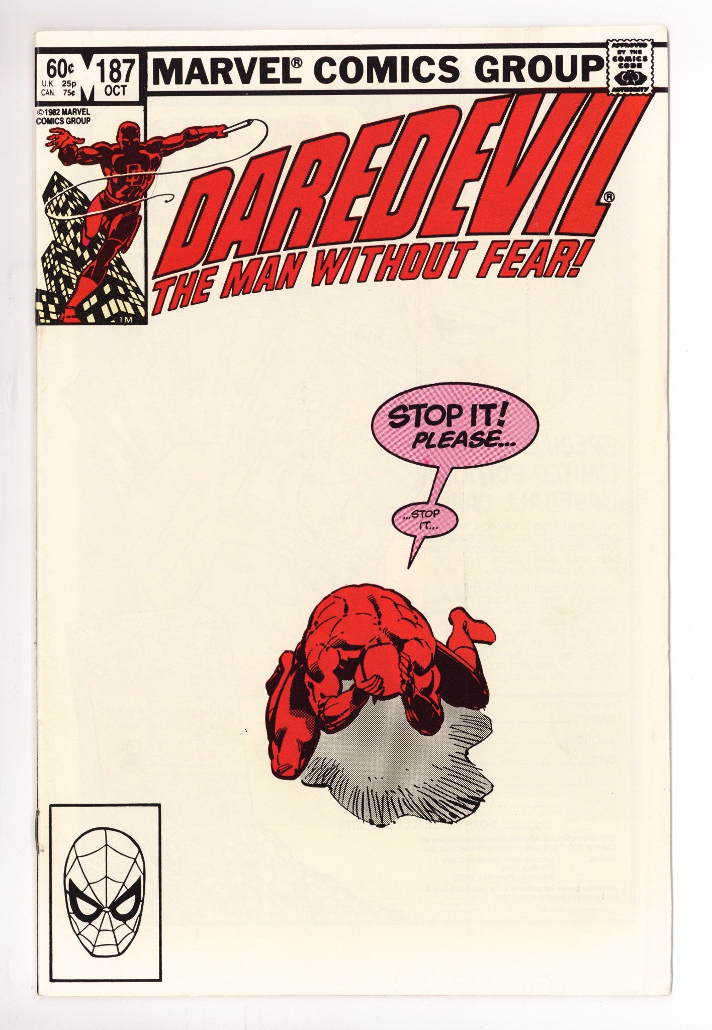 Daredevil Vol 1 187 High Grade (1982) 
