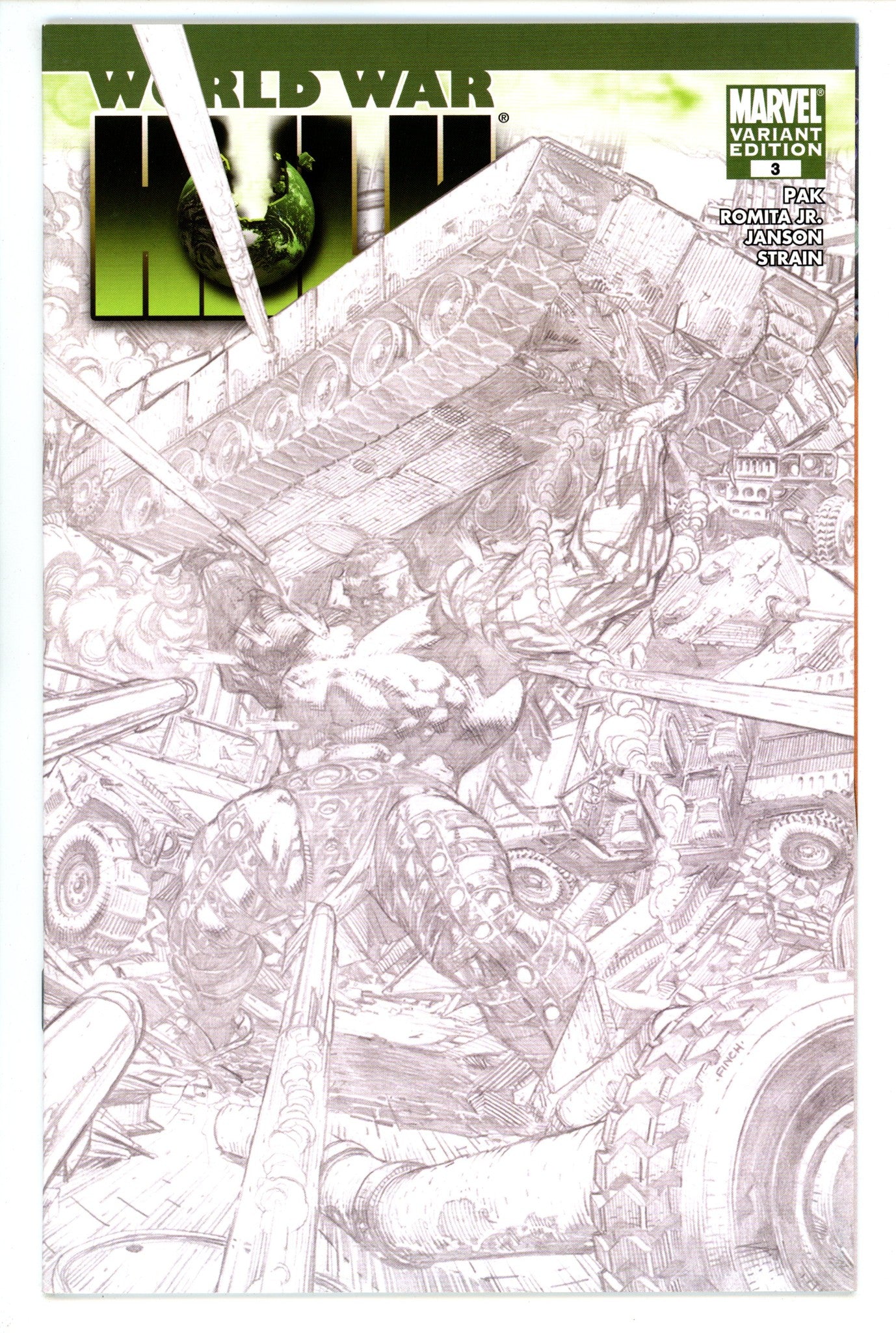 World War Hulk 3 VF/NM (9.0) (2007) Finch Sketch Variant 