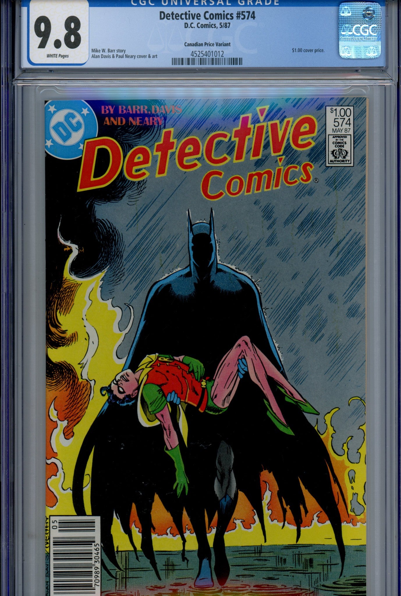 Detective Comics Vol 1 574 CGC 9.8 (NM/M) (1987) Canadian Price Variant 