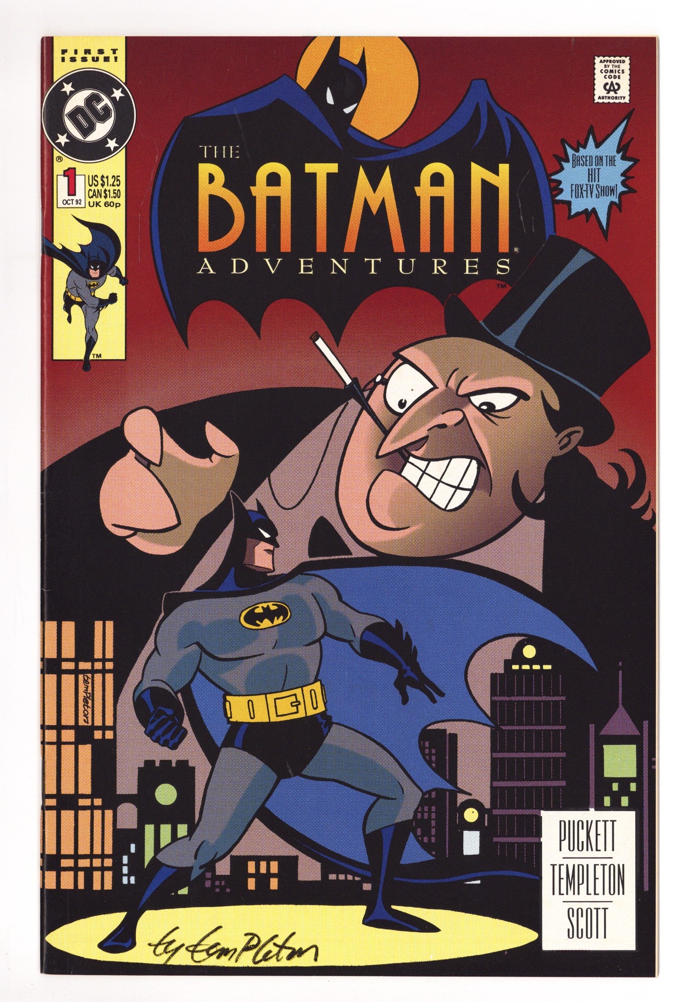 The Batman Adventures Vol 1 1 VF+ (8.5) (1992) Signed x1 Cover Ty Templeton 