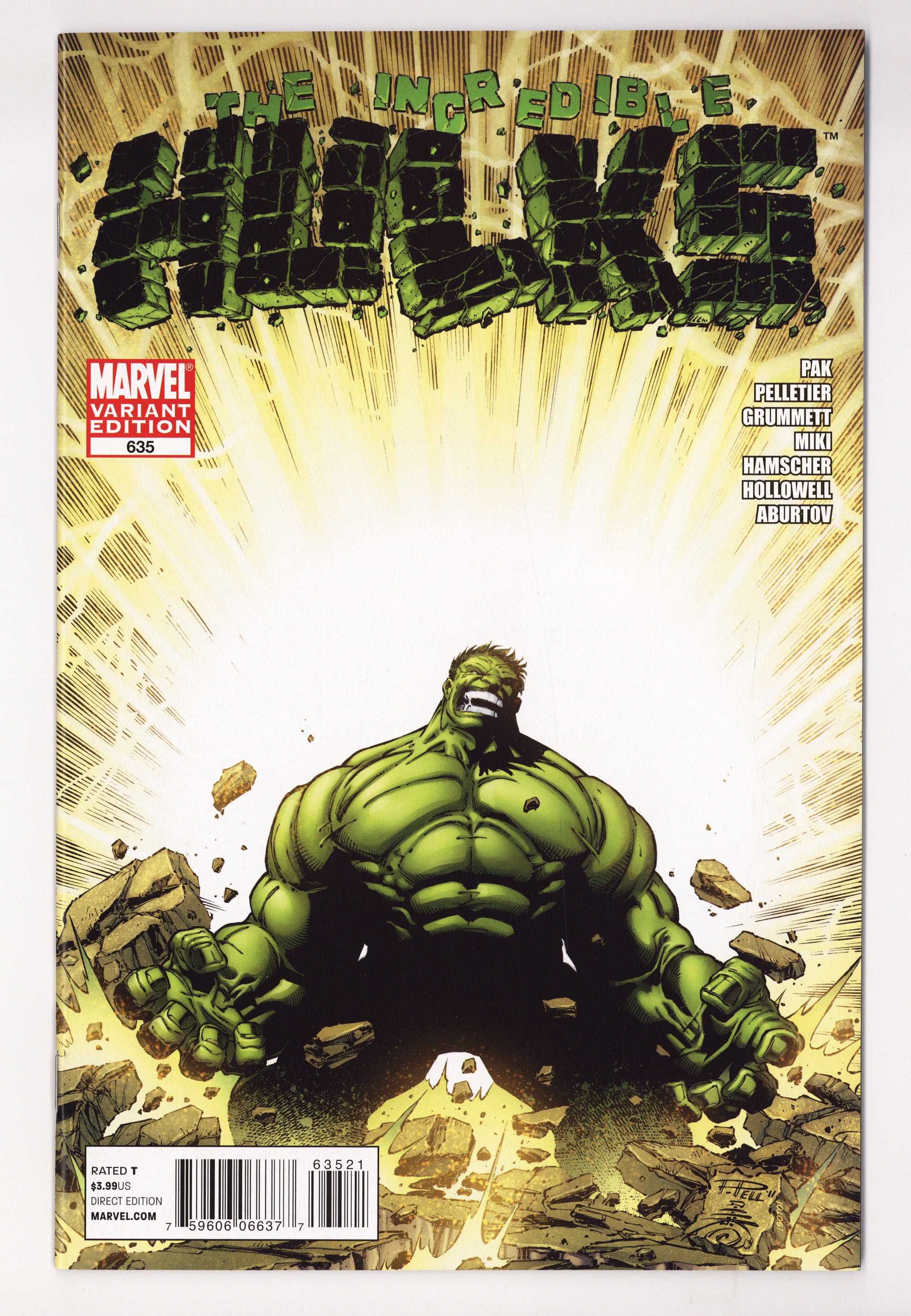 Incredible Hulks   635  NM- (9.2)   (2011) Pelletier     Incentive Variant  