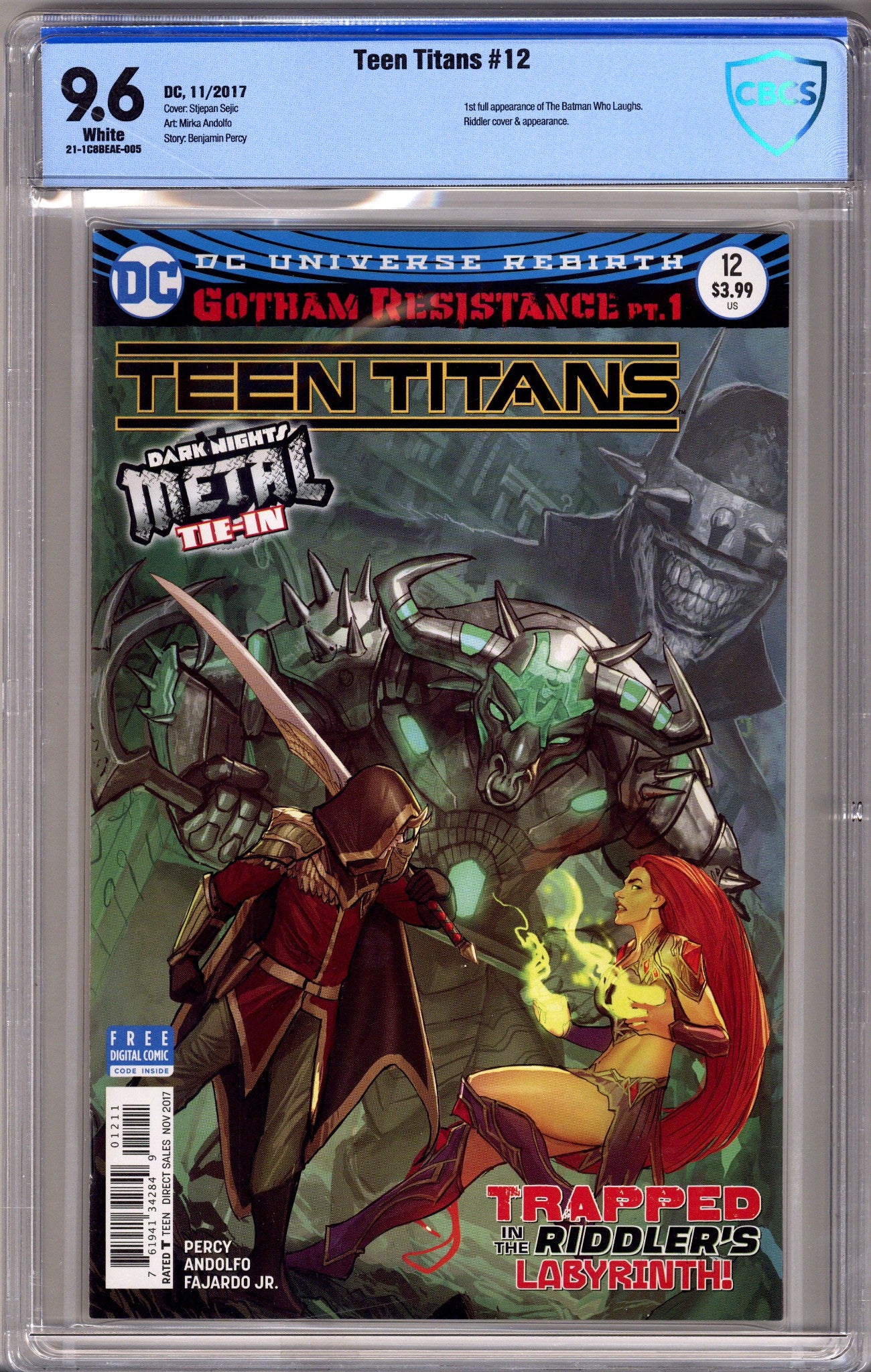 Teen Titans Vol 6 12 CBCS 9.6 (NM+) (2017) Sejic Variant 