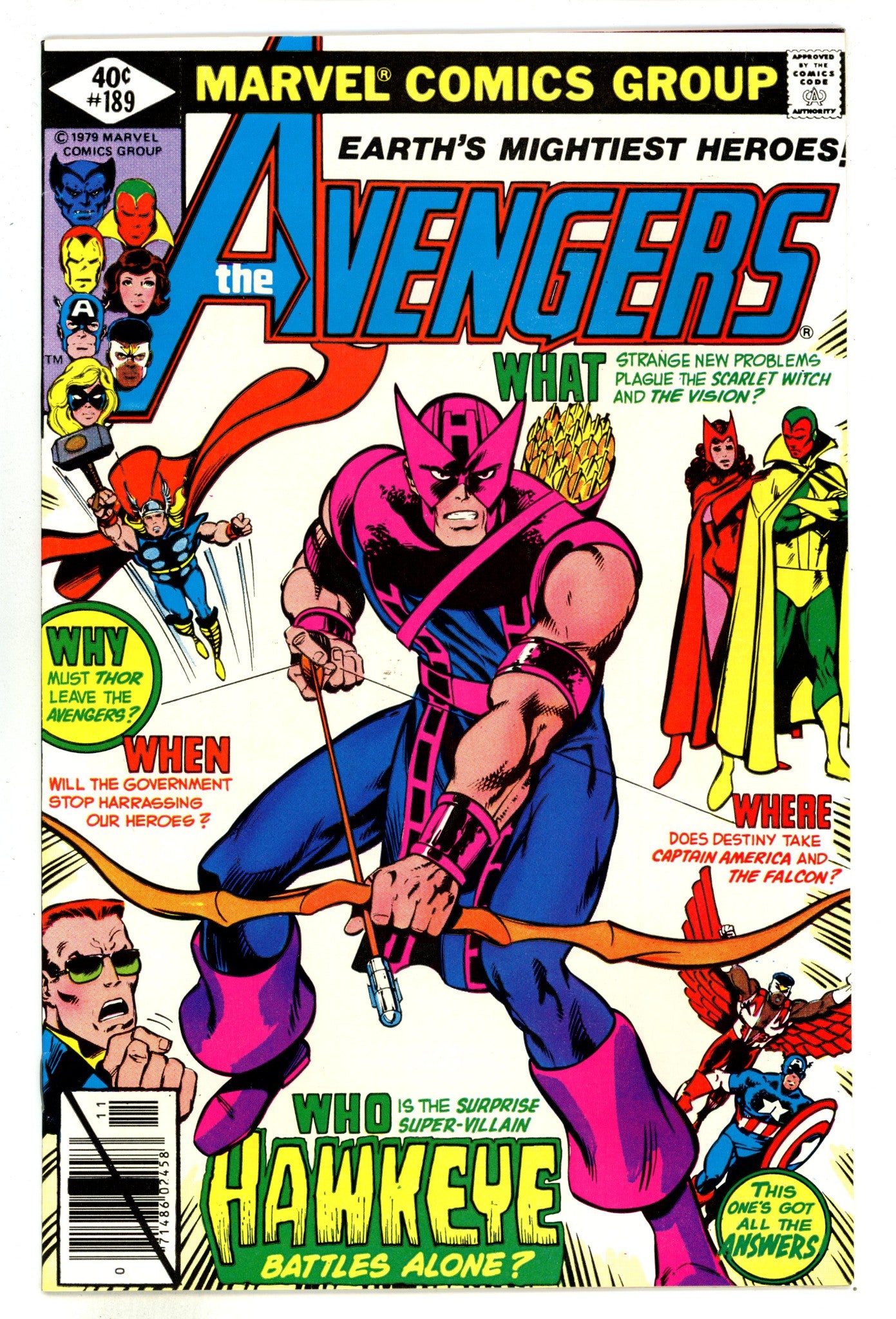 The Avengers Vol 1 189  VF+ (8.5)   (1979)        