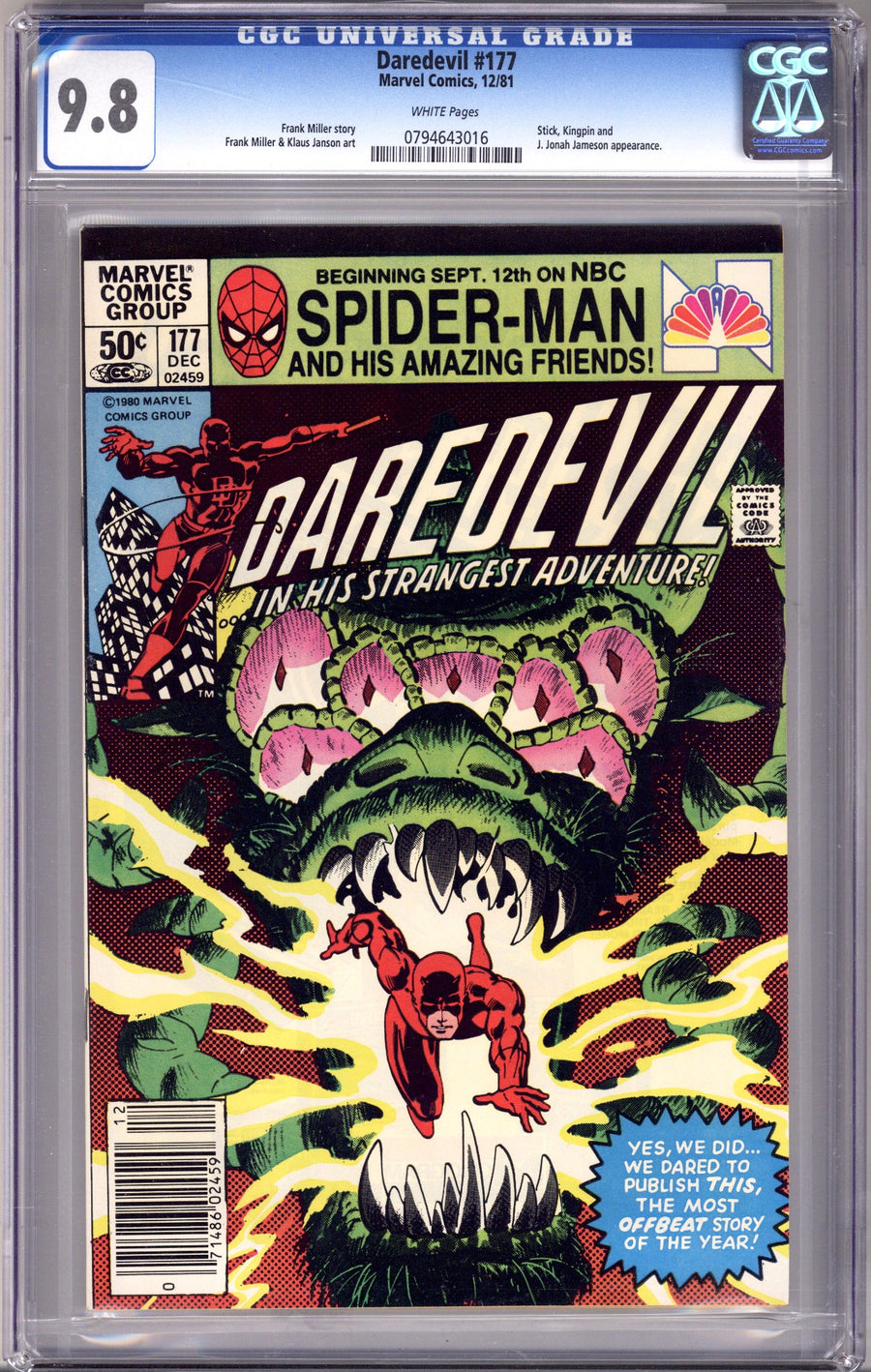 Daredevil Vol 1 177 CGC 9.8 (NM/M) (1981) Newsstand 