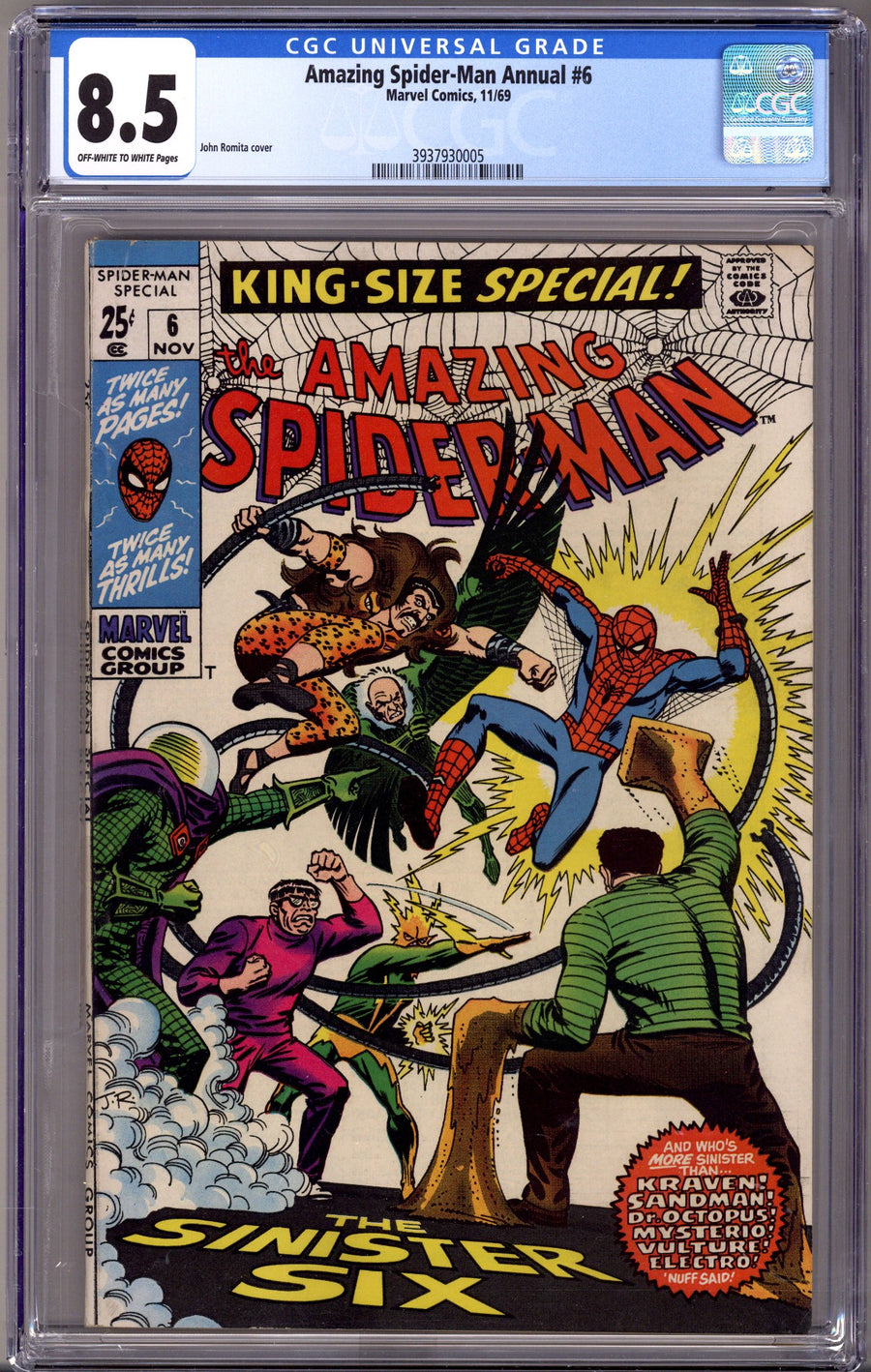 The Amazing Spider-Man Annual Vol 1 6 CGC 8.5 (VF+)   (1969)        
