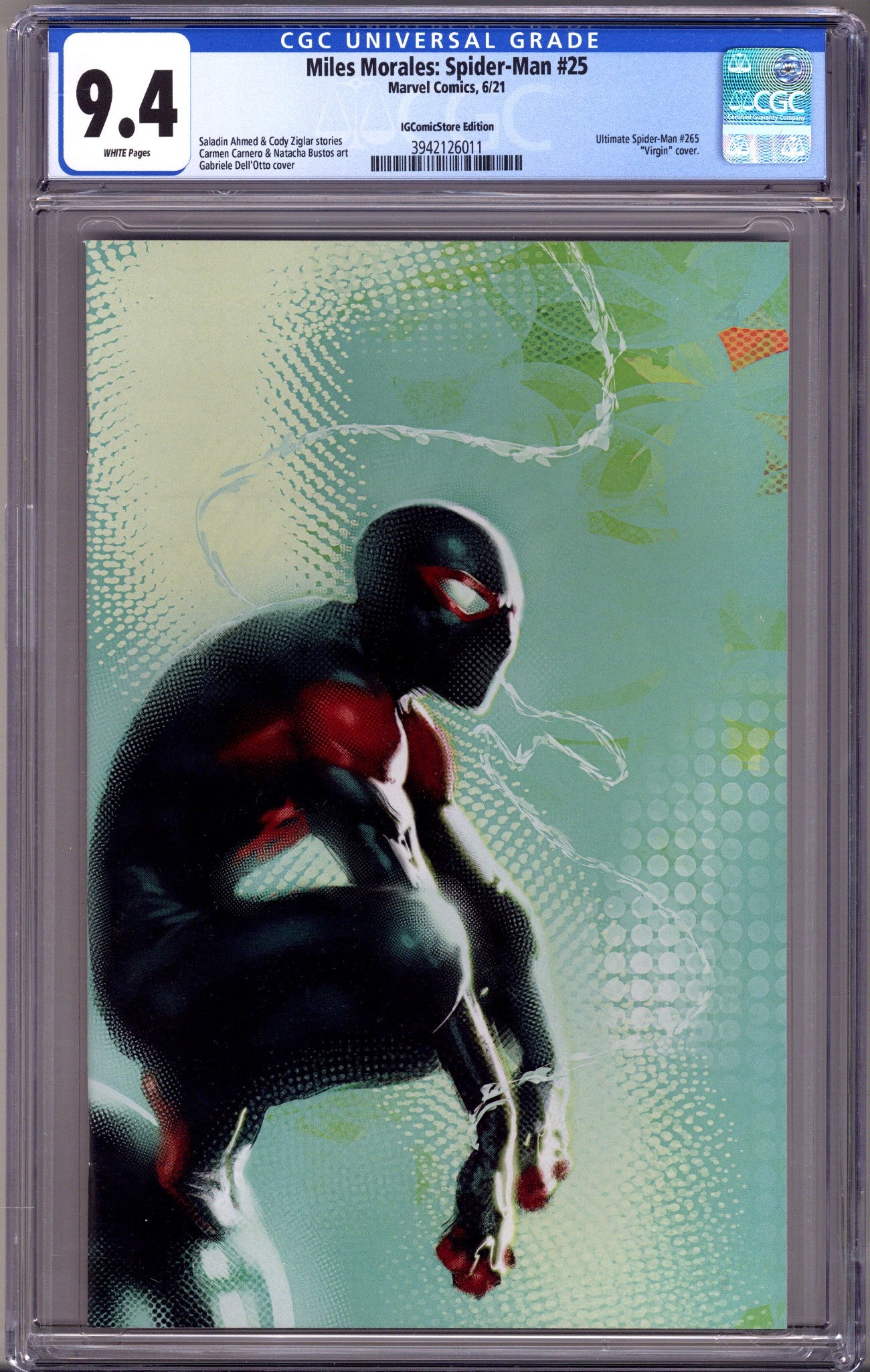 Miles Morales: Spider-Man Vol 1 25 (265) CGC 9.4 (NM) (2021) Dell'Otto Virgin Exclusive Variant 