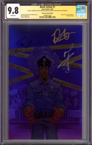 Black Cotton 1 CGC 9.8 (NM/M) (2021) Browne Foil Virgin Exclusive Variant Signed x3 Cover Browne, Foreman & Hawkins