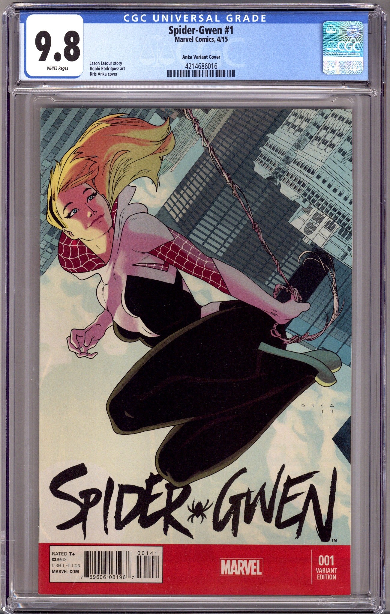 Spider-Gwen Vol 1 1 CGC 9.8 (NM/M) (2015) Anka Incentive Variant 