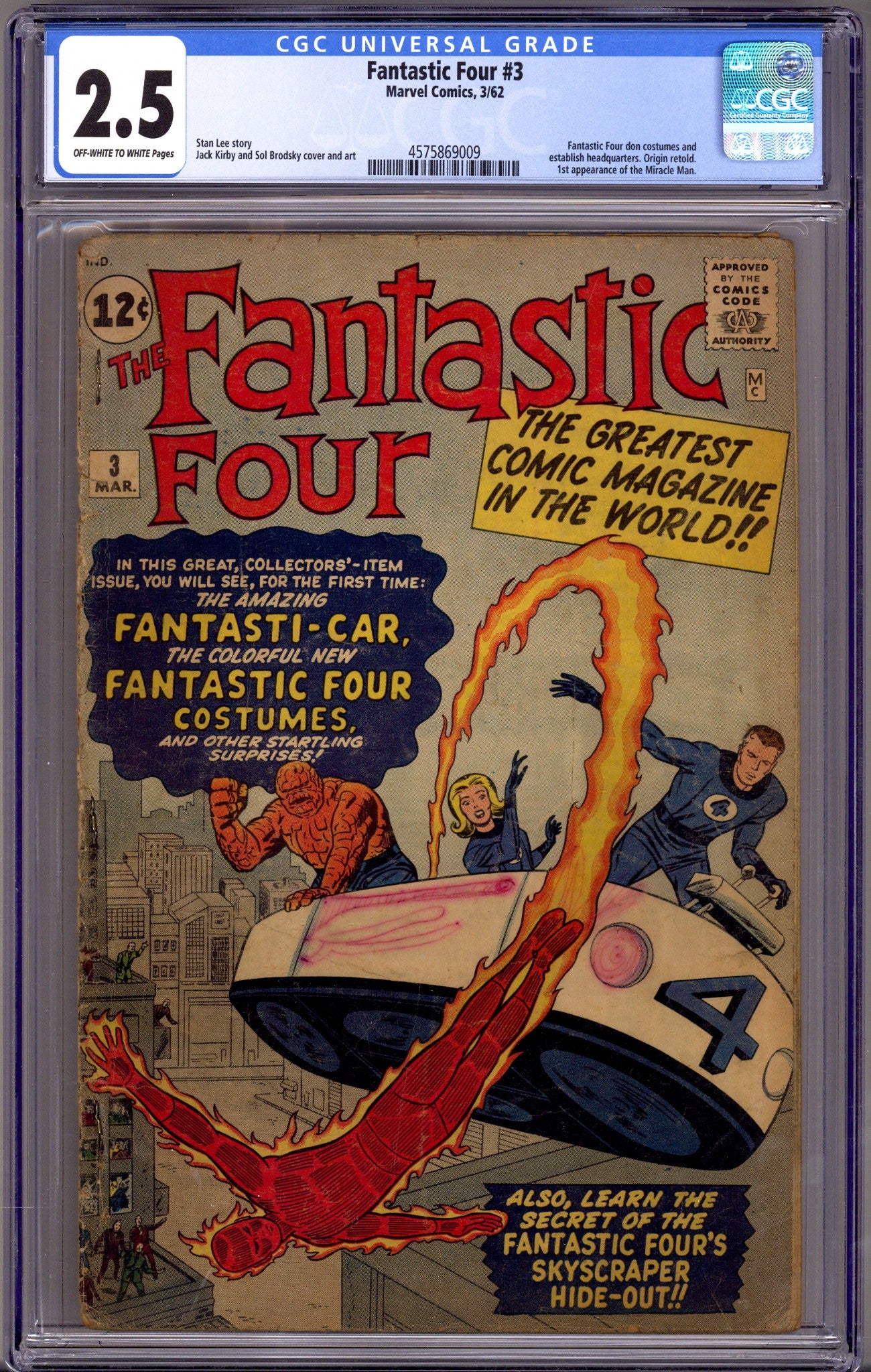 Fantastic Four Vol 1 3 CGC 2.5 (GD+)   (1962)        