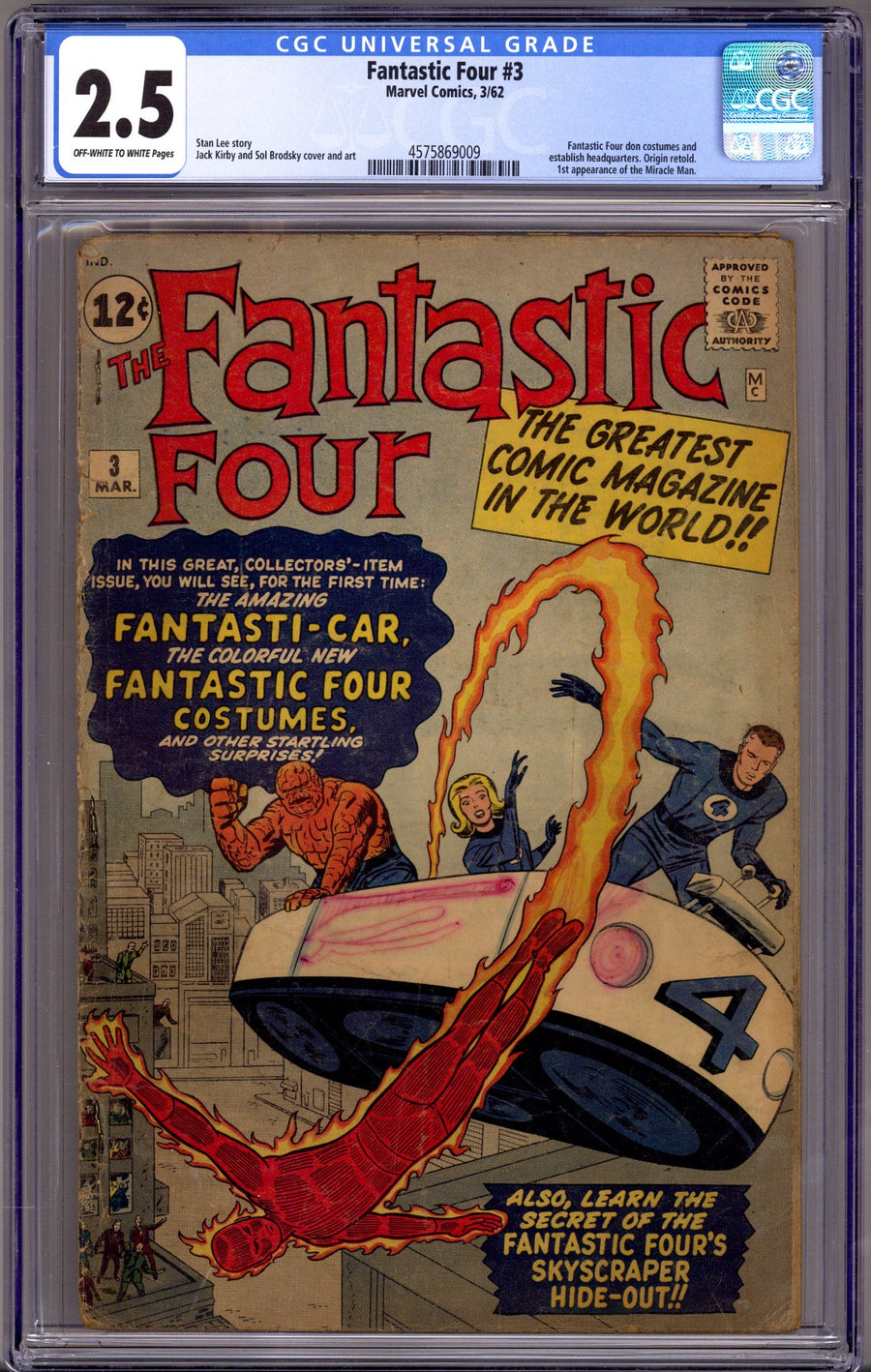 Fantastic Four Vol 1 3 CGC 2.5 (GD+)   (1962)        