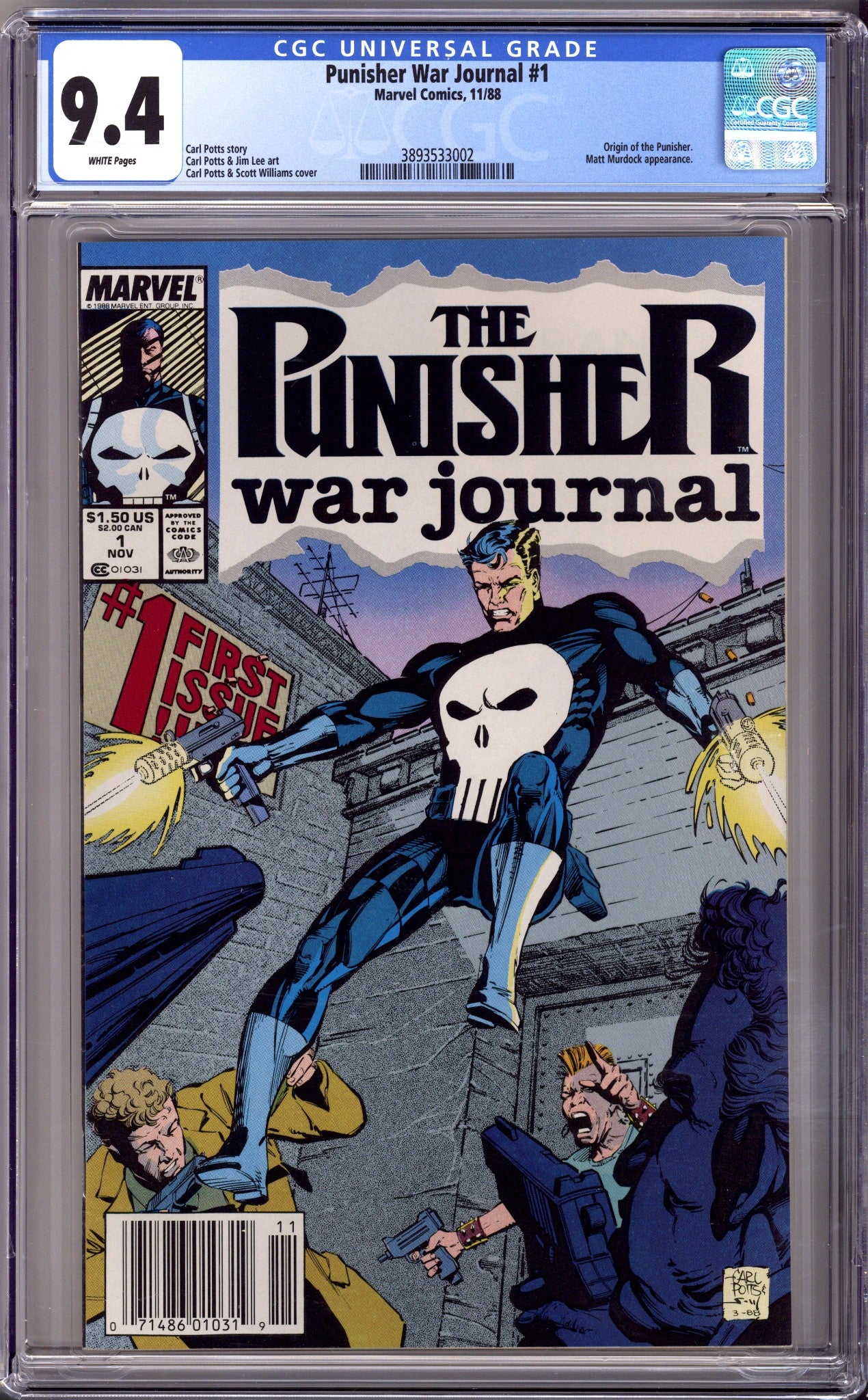 The Punisher War Journal Vol 1 1 CGC 9.4 (NM) (1988) Newsstand 