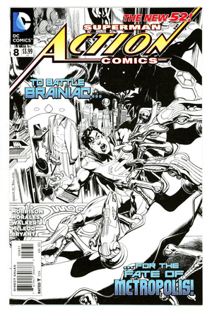 Action Comics Vol 2 8 VF/NM (9.0) (2012) Morales B&W Sketch Incentive Variant