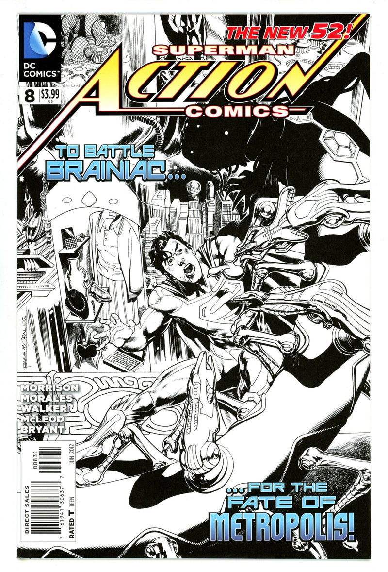 Action Comics Vol 2 8 VF/NM (9.0) (2012) Morales B&W Sketch Incentive Variant 