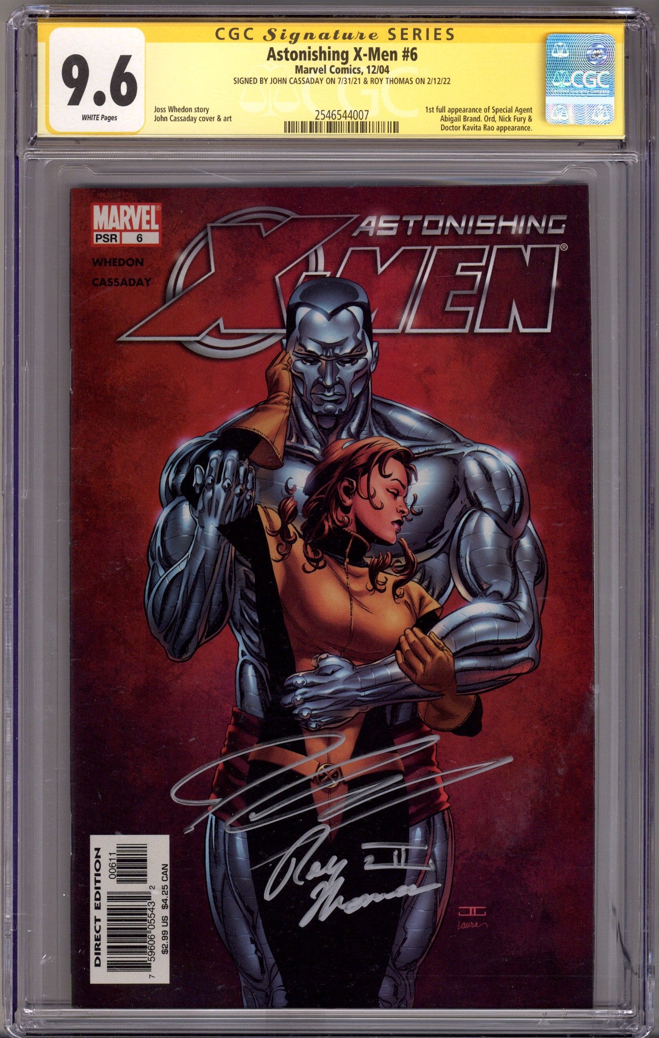 Astonishing X-Men Vol 3 6 CGC 9.6 (NM+)   (2004)        Signed x2 Cover John Cassaday & Roy Thomas 