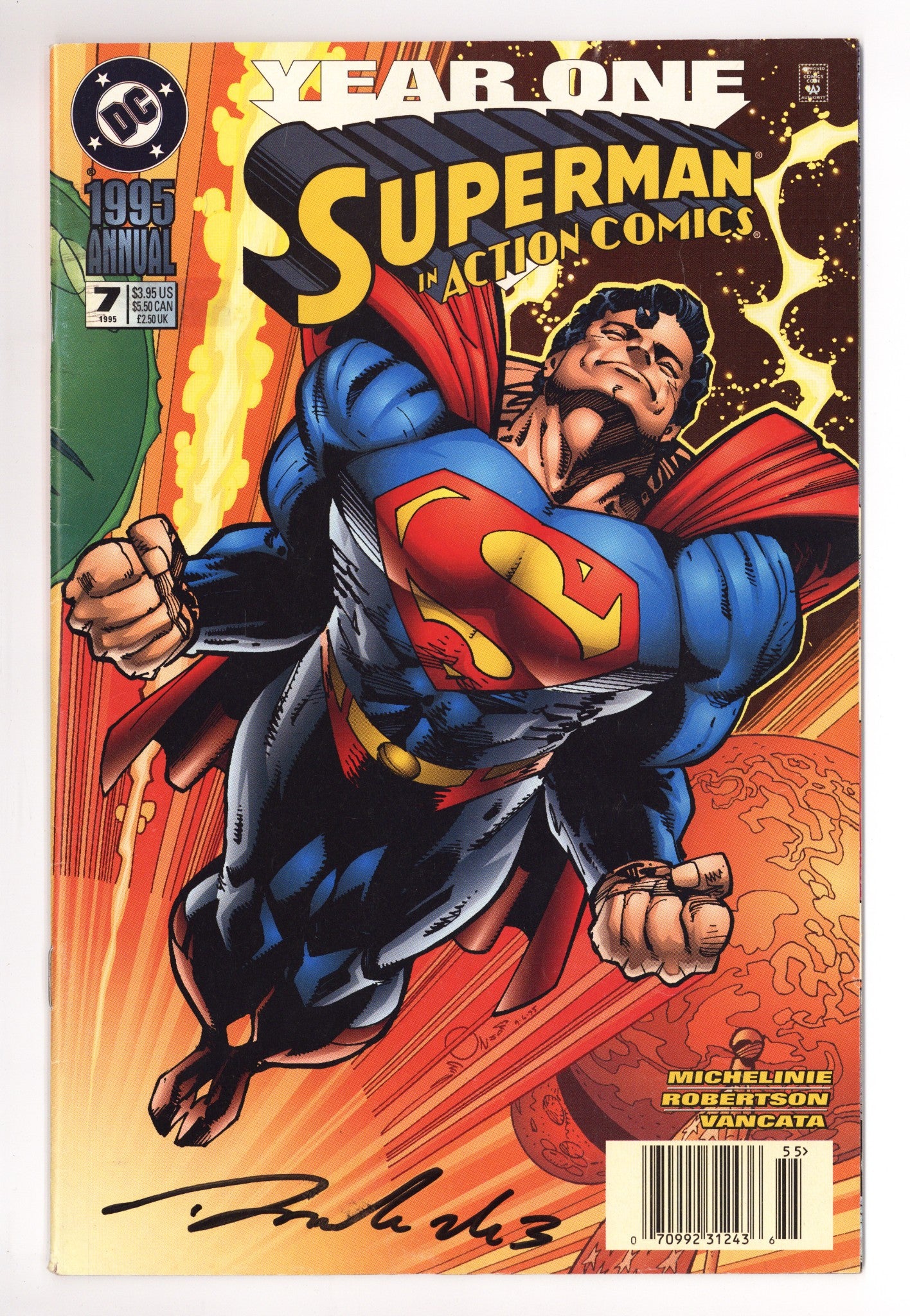 Action Comics Annual Vol 1 7 Mid Grade (1995) Newsstand Signed x1 Cover Darick Robertson 