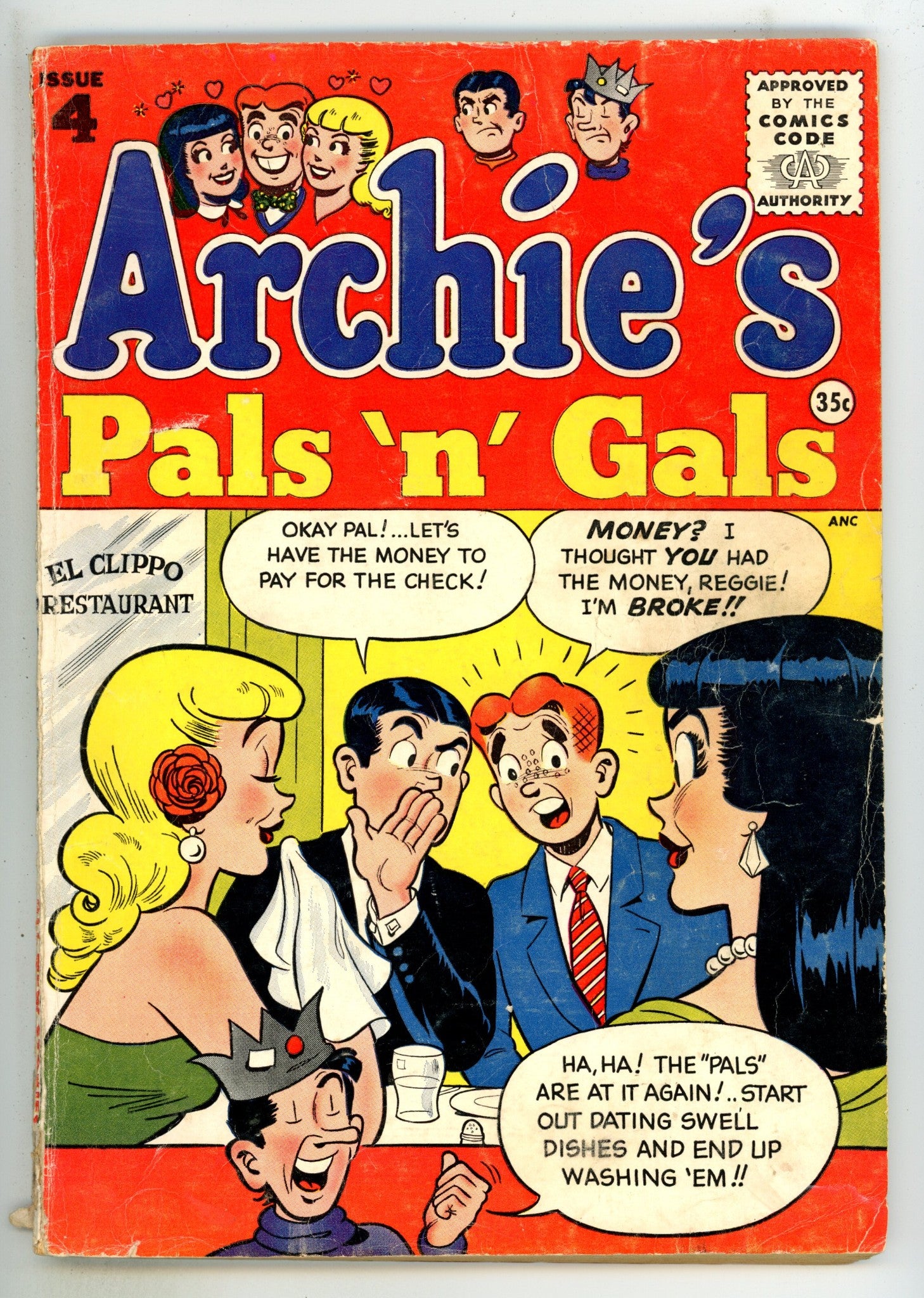 Archie's Pals 'n' Gals 4 GD/VG (3.0) 35c Variant (1955) Canadian Price Variant 