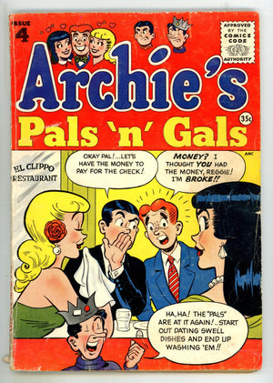 Archie's Pals 'n' Gals 4 GD/VG (3.0) 35c Variant (1955) Canadian Price Variant 
