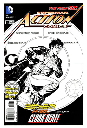 Action Comics Vol 2 10 NM- (9.2) (2012) Morales B&W Sketch Incentive Variant