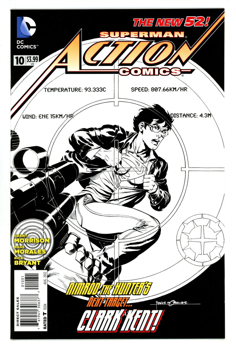 Action Comics Vol 2 10 NM- (9.2) (2012) Morales B&W Sketch Incentive Variant 