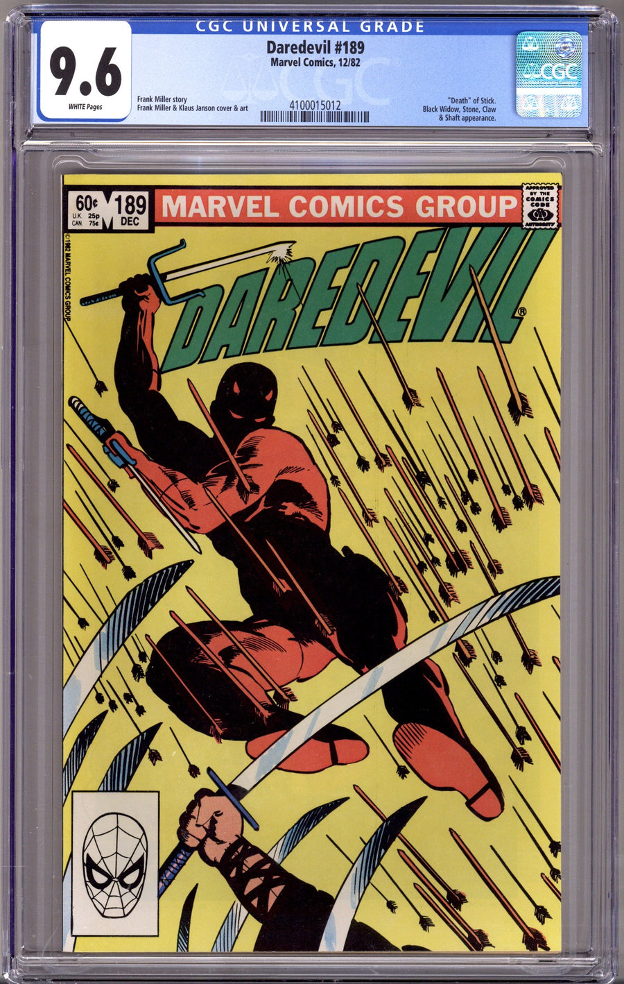 Daredevil Vol 1 189 CGC 9.6 (NM+) (1982) 