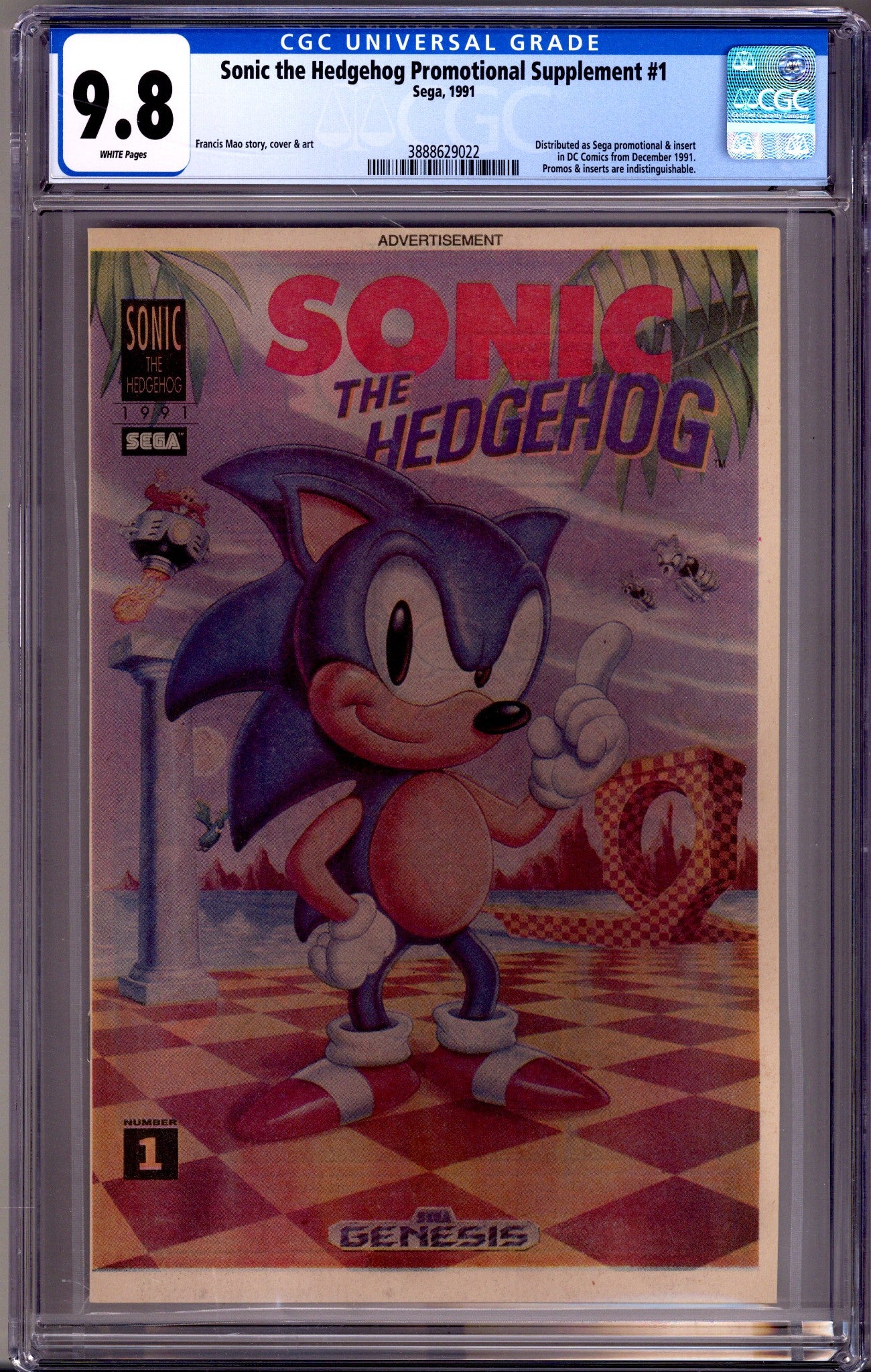 Sonic the Hedgehog Promotional Supplement 1 CGC 9.8 (NM/M) (1991) 