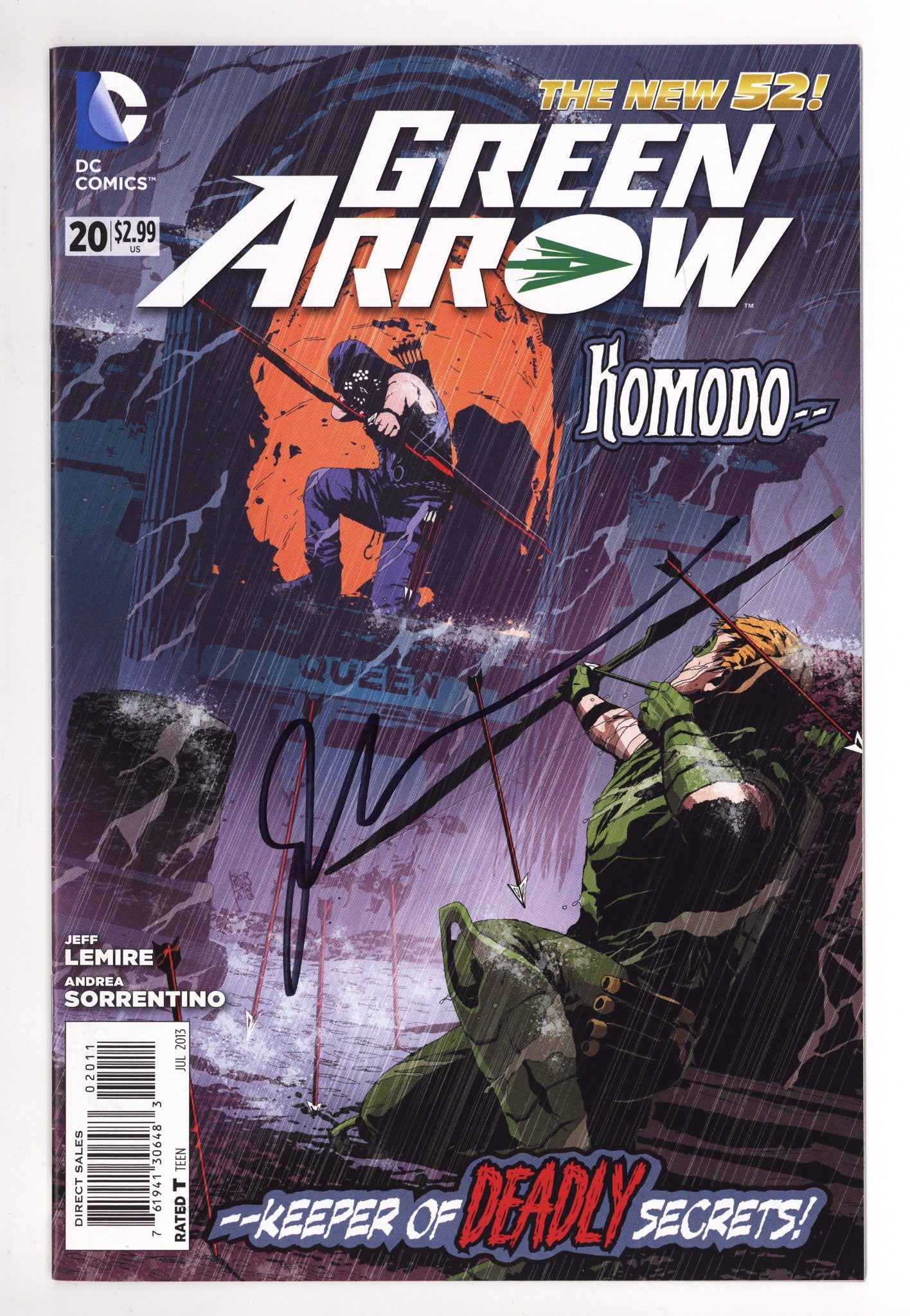 Green Arrow Vol 5 20 High Grade (2013) Signed x1 Cover Jeff Lemire 