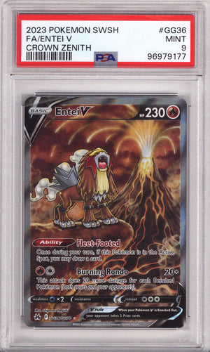 Pokemon Crown Zenith Full Art Entei V PSA Mint 9 (2023)