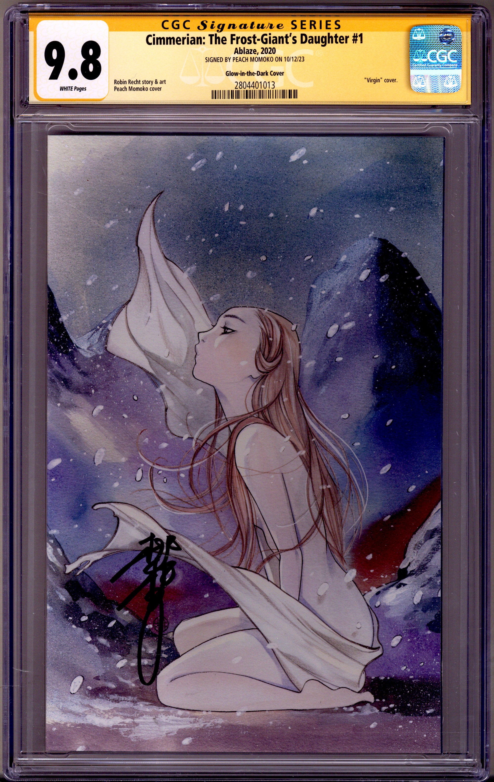 The Cimmerian: The Frost-Giant's Daughter 1 CGC 9.8 (NM/M) (2020) Momoko Virgin Glow in the Dark Variant Signed x1 Cover Peach Momoko 