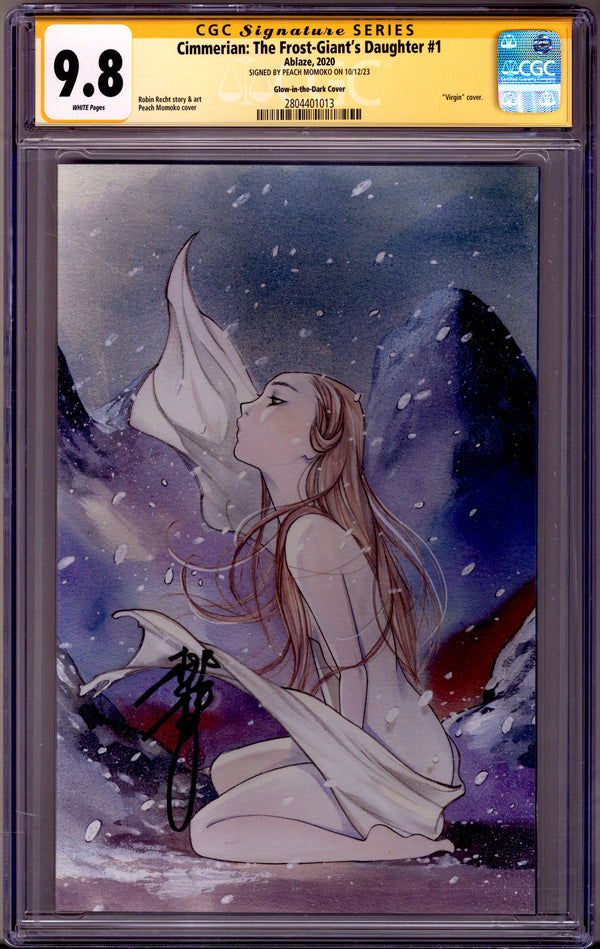 The Cimmerian: The Frost-Giant's Daughter 1 CGC 9.8 (NM/M) (2020) Momoko Virgin Glow in the Dark Variant Signed x1 Cover Peach Momoko
