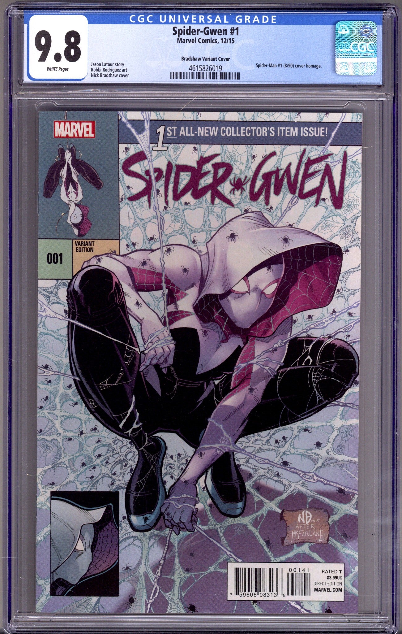 Spider-Gwen Vol 2 1 CGC 9.8 (NM/M) (2015) Bradshaw Homage Variant 