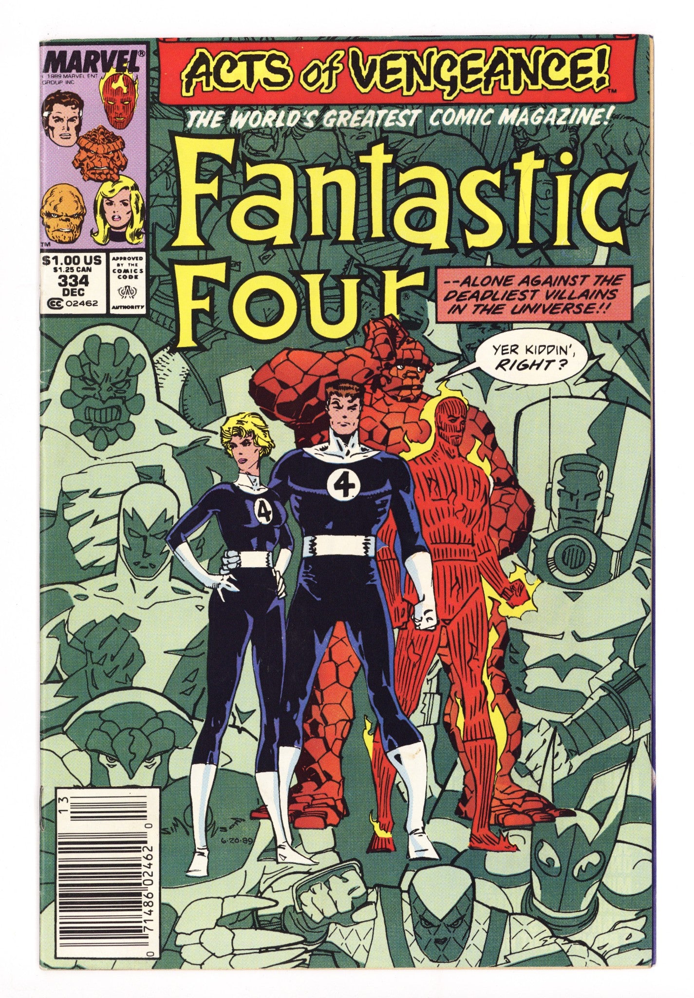 Fantastic Four Vol 1 334 Mid Grade (1989) Newsstand 