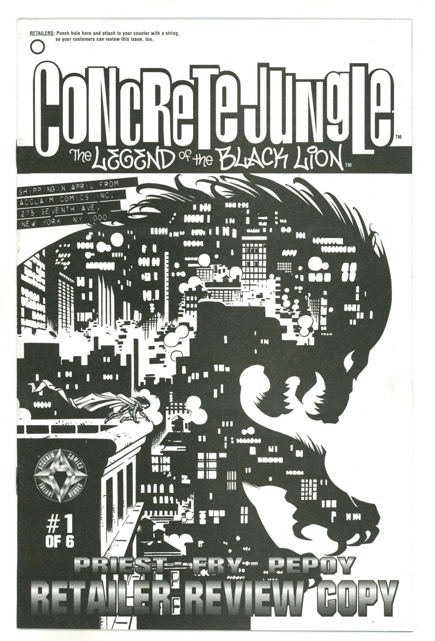 Concrete Jungle: The Legend of the Black Lion Retailer Review 1 FN/VF (7.0) (1998) 