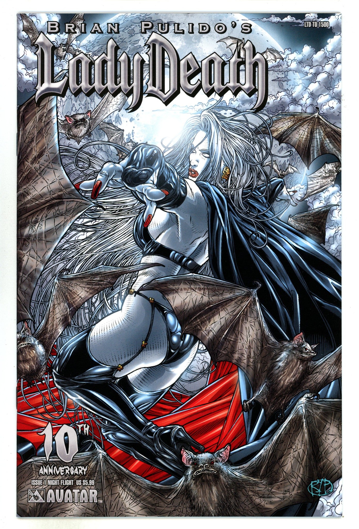 Brian Pulido's Lady Death: 10th Anniversary 1 NM (9.4) (2004) Ryp Variant 