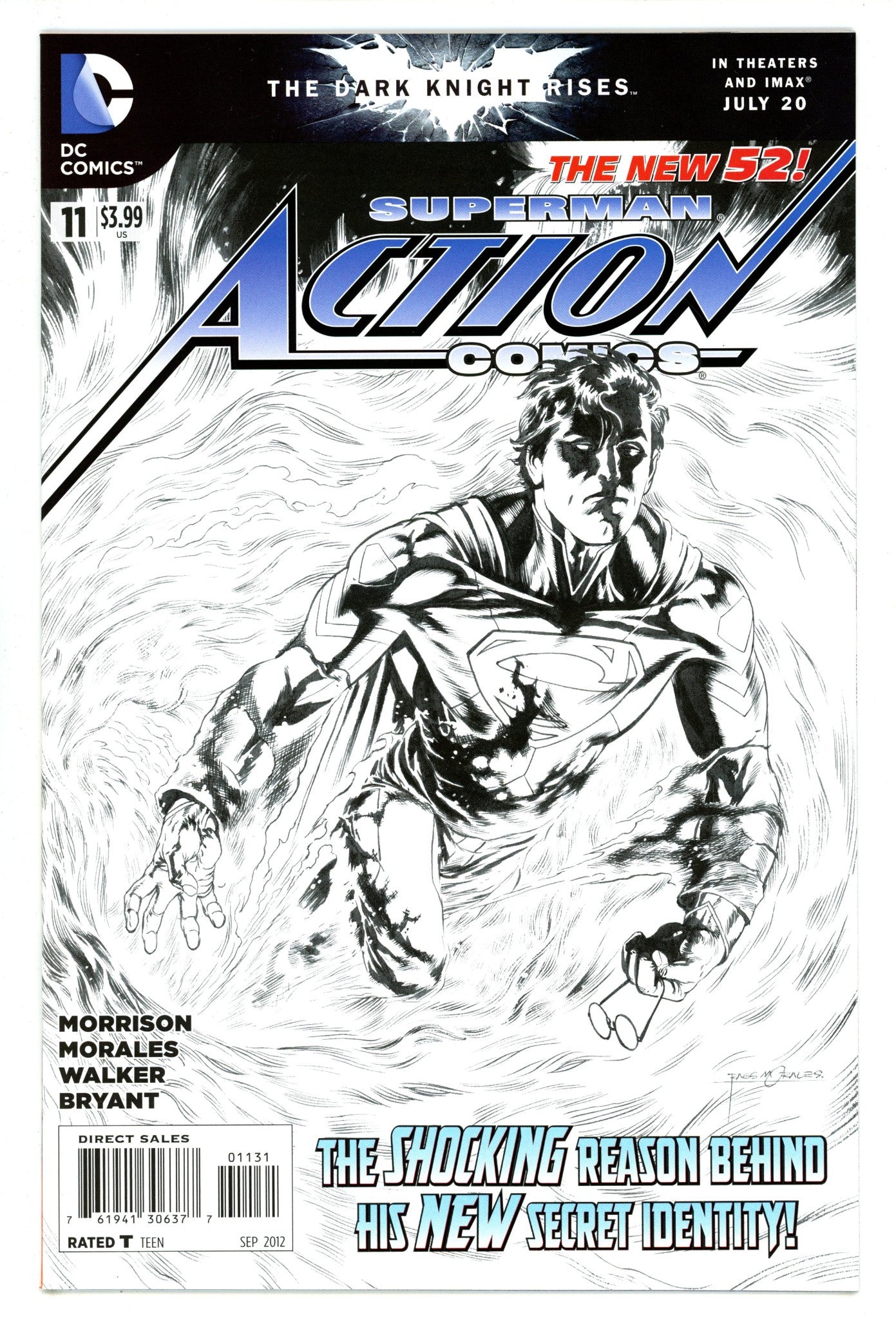 Action Comics Vol 2 11 VF (8.0) (2012) Morales B&W Virgin Incentive Variant 