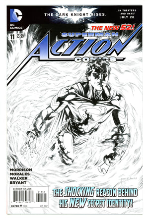 Action Comics Vol 2 11 VF (8.0) (2012) Morales B&W Virgin Incentive Variant