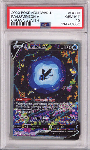 Pokemon Sword And Shield Crown Zenith Full Art/Lumineon V PSA Gem Mint 10 (2023)