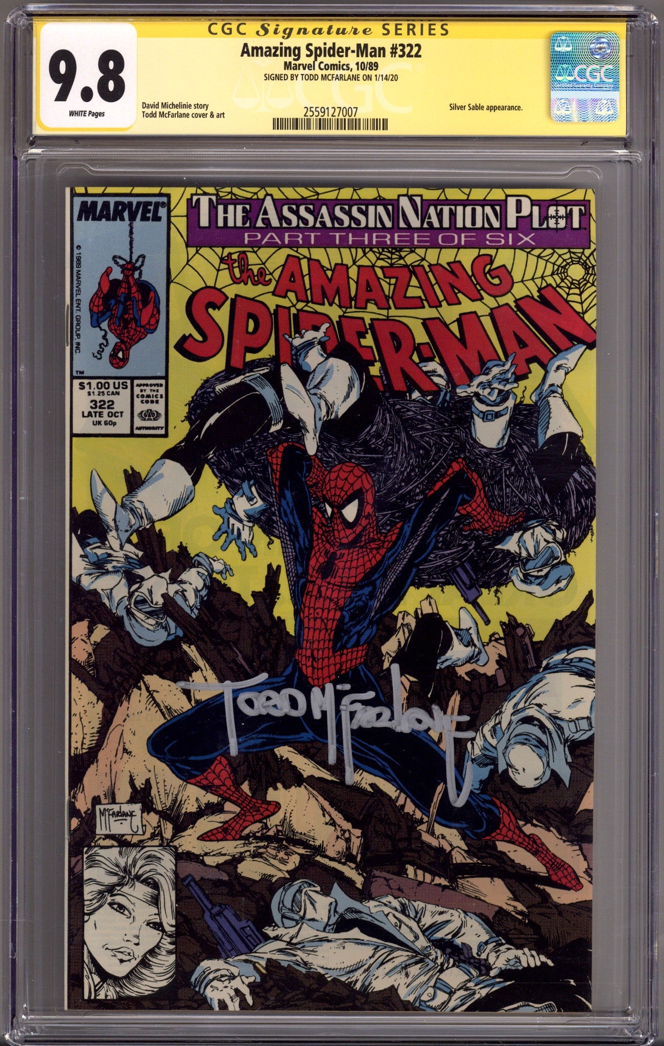 The Amazing Spider-Man Vol 1 322 CGC 9.8 (NM/M) (1989) Signed x1 Cover Todd McFarlane 
