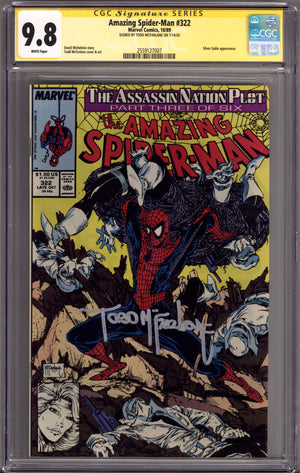 The Amazing Spider-Man Vol 1 322 CGC 9.8 (NM/M) (1989) Signed x1 Cover Todd McFarlane