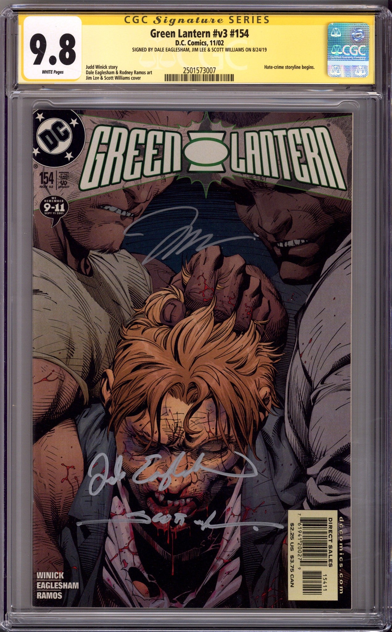 Green Lantern Vol 3 154 CGC 9.8 (NM/M) (2002) Signed x3 Cover Jim Lee, Scott Williams & Dale Eaglesham