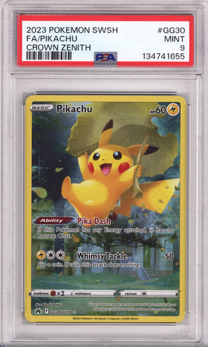 Pokemon Sword And Shield Crown Zenith Full Art/Pikachu PSA Mint 9 (2023)