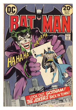 Batman Vol 1 251 VG/FN (5.0) Apparent, Back Cover Trimmed, Last Page Detached (1973) Signed x1 Cover Neal Adams