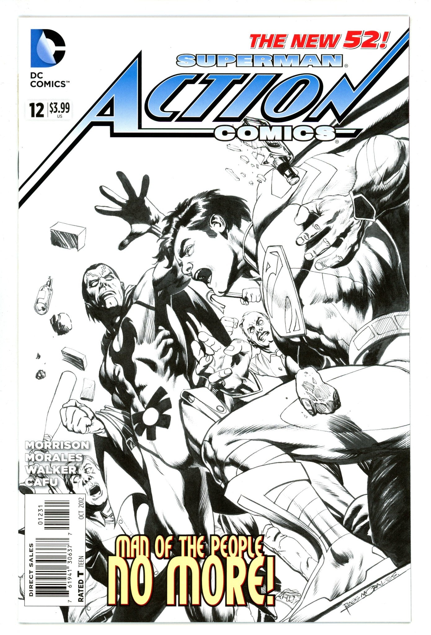 Action Comics Vol 2 12 VF+ (8.5) (2012) Morales B&W Sketch Incentive Variant 
