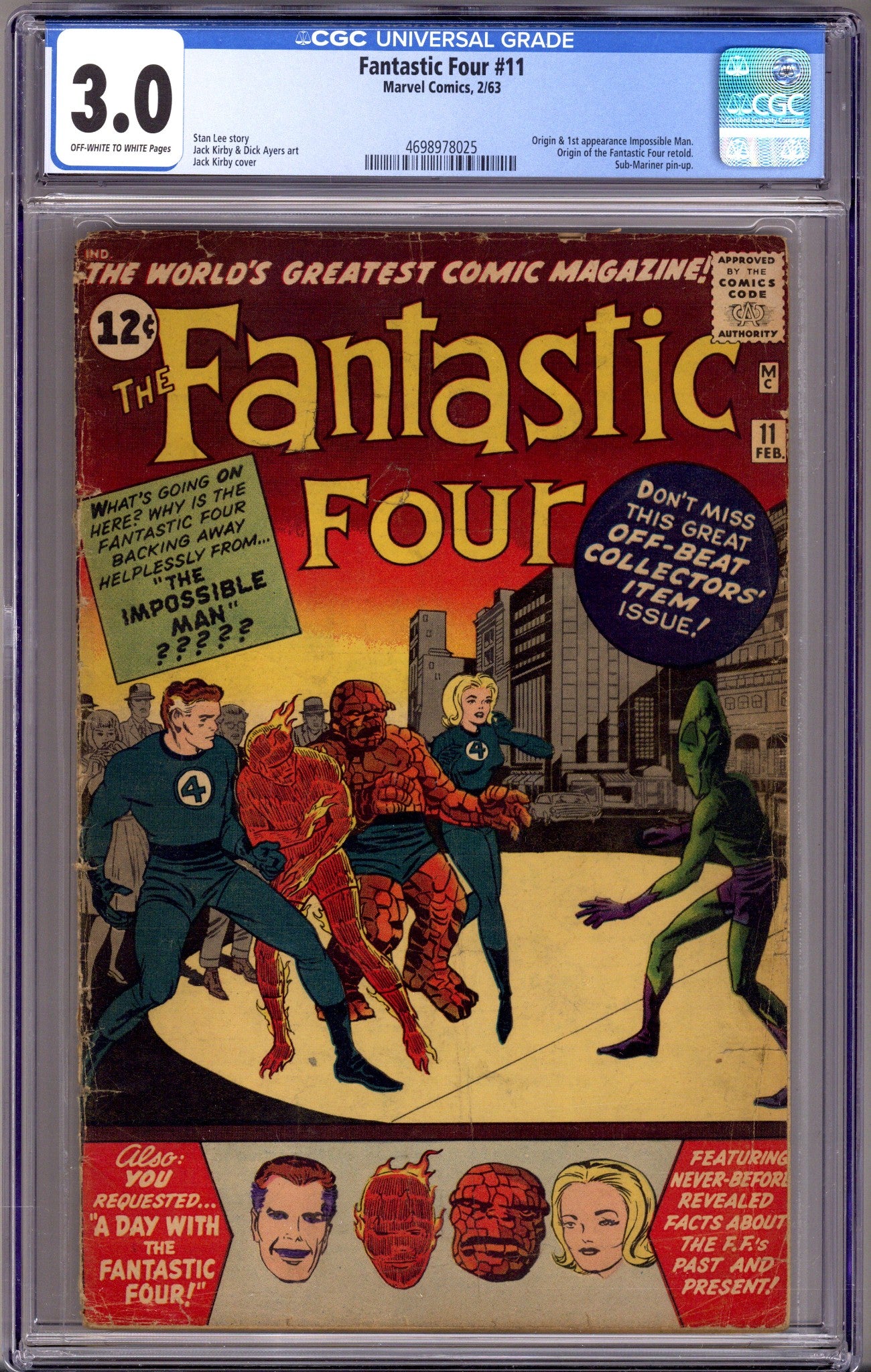 Fantastic Four Vol 1 11 CGC 3.0 (GD/VG) (1963) 